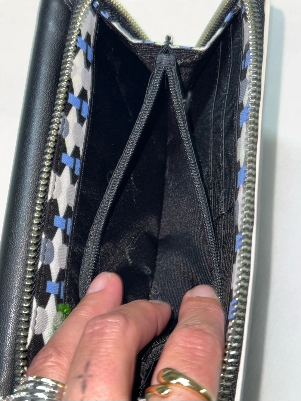 Vera Bradley Black Zip-Around Wristlet Wallet with Strap